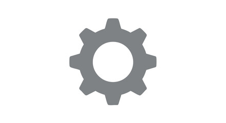 A Sleek Grey Cogwheel Depiction on a Plain White Backdrop Illustrating Mechanics and Industry Functionality and Interlocking Parts