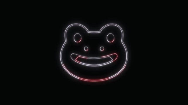  Frog Icon Neon Seamless Loop 4K with Black Background Animated Promotional Typography for Video Editing