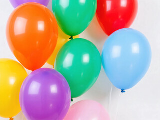 copy space and vivid colored balloons white background. . Events, party