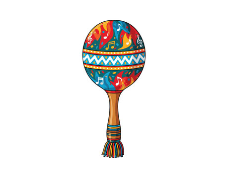 colorful maraca with musical notes clip art preview