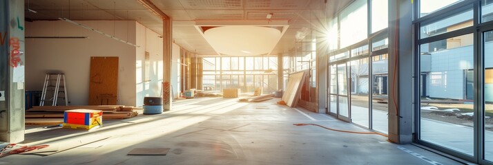 construction site of a modern industrial building