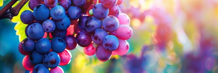 fresh grapes hanging on the vine