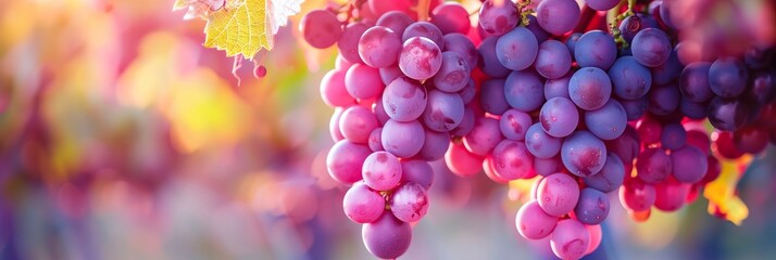 fresh grapes hanging on the vine