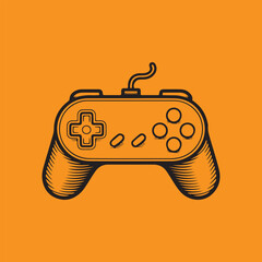 Classic gaming controller icon with cord a retro entertainment input device for video games