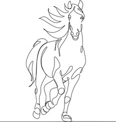 Continuous line abstract drawing of beautiful horse