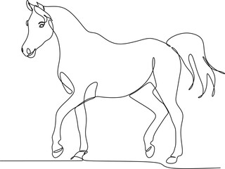 Continuous line abstract drawing of beautiful horse