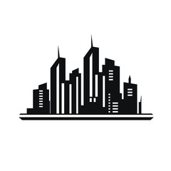 Fototapeta premium Modern cityscape silhouette with tall buildings