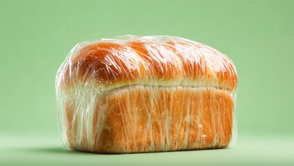 A loaf of bread wrapped in plastic