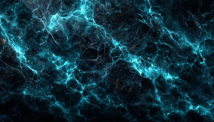 Abstract dark blue marble texture background glowing veins