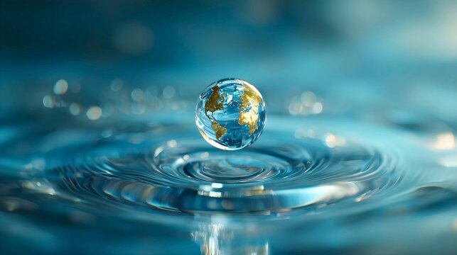 Abstract digital art blue and gold swirls with glowing orb and light trails - Powered by Adobe