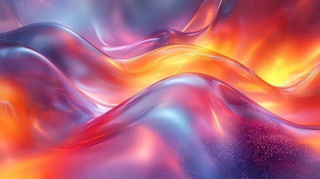 Vibrant Abstract Waves: A ynamic blend of fiery orane and cool blue hues, creaing a mesmerizing visual fow perfect for modern desin and digital backgrounds.