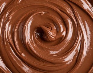 Melted chocolate swirls in a circular pattern