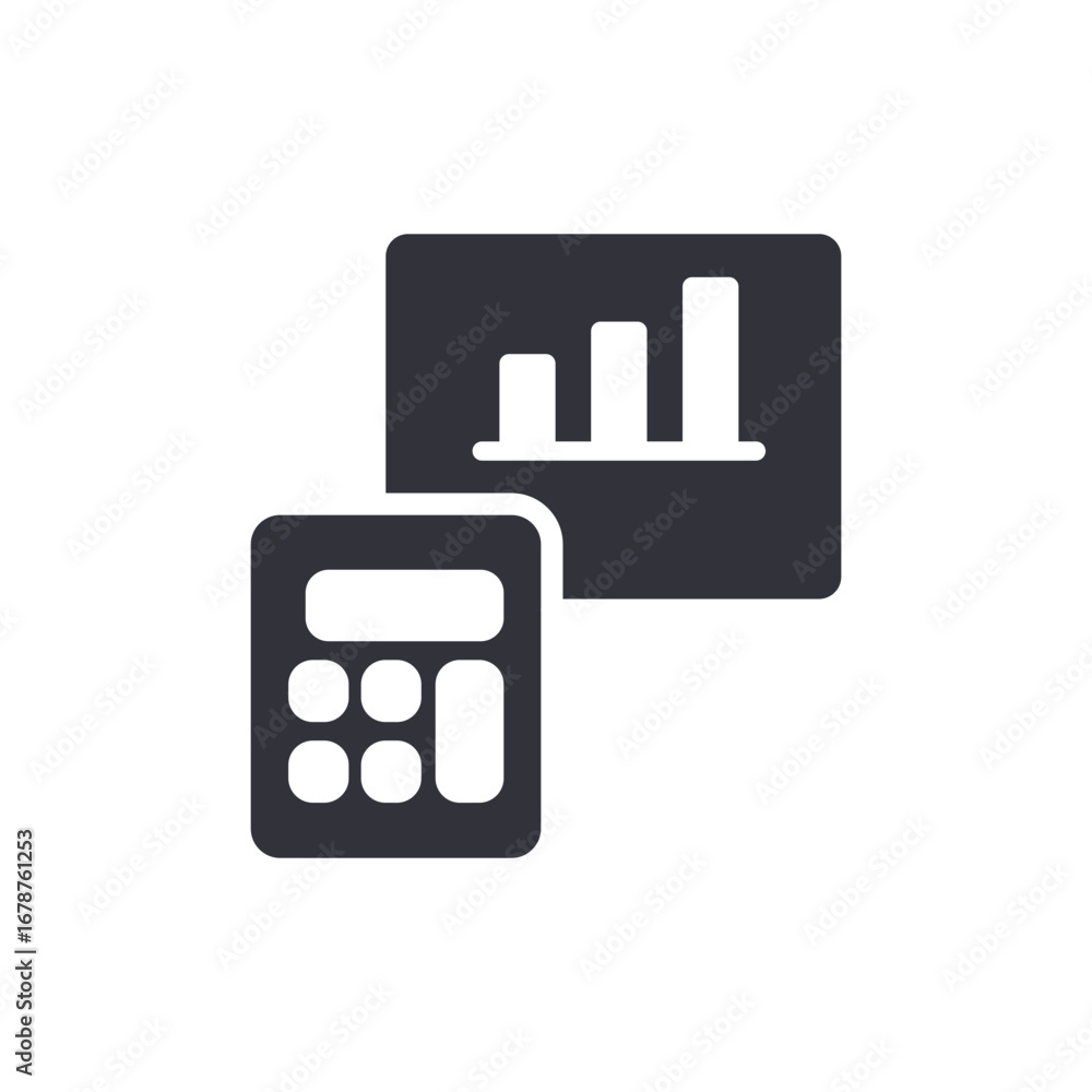 Poster financial analysis and calculation symbolizing growth and profitability with data visualization