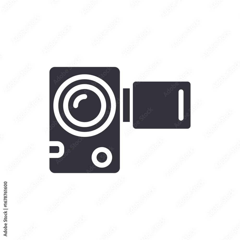 Poster Simple Handheld Camcorder Icon With Modern Circular Lens And Square Screen Style