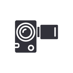 Simple Handheld Camcorder Icon With Modern Circular Lens And Square Screen Style