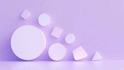 Obraz premium Abstract arrangement of pastel geometric shapes on a soft purple background