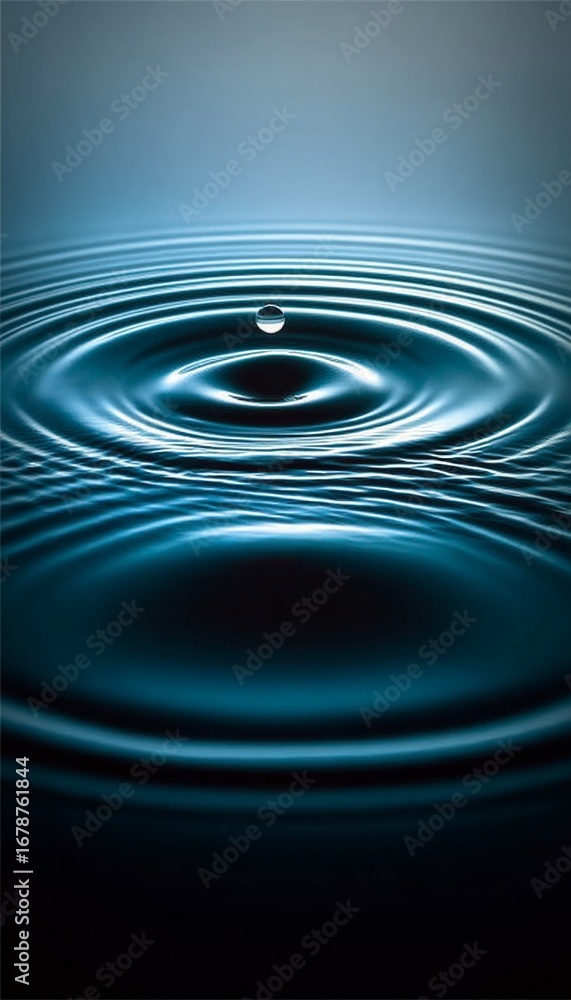 Aufkleber mesmerizing water surface with circular ripples reflecting tranquility and depth under soft light