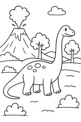 Obraz premium Coloring for children and adults, coloring of the animal world, dinosaur.