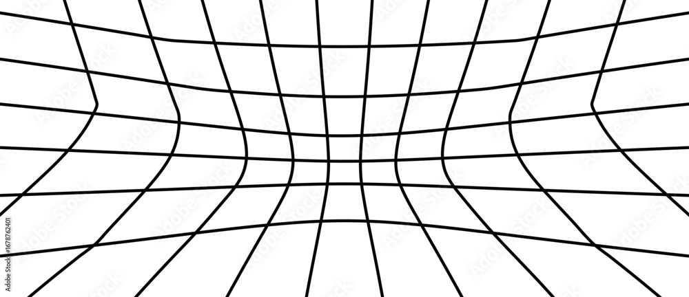 Poster vector grid with distortion effect. perspective tile of lines. detailed vector illustration.