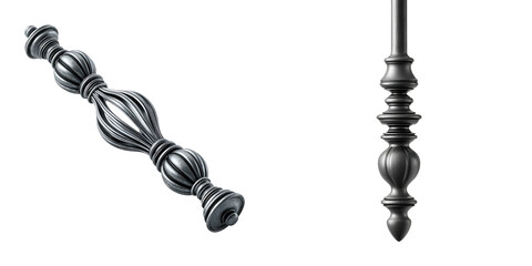 Obraz premium Metal Baluster Components: Decorative Ironwork Railing Elements on White