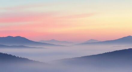 Obraz premium Misty Mountain Sunrise Landscape with Colorful Sky