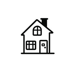Simple hand drawn outline of a two story house with chimney
