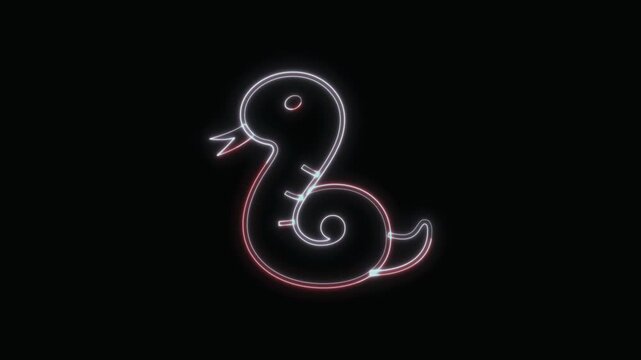  Snake Icon Neon Seamless Loop 4K with Black Background Animated Promotional Typography for Video Editing