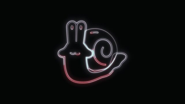  Snail Icon Neon Seamless Loop 4K with Black Background Animated Promotional Typography for Video Editing