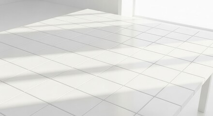 Obraz premium White Tiled Surface Minimalist Design Sunlight Shadows