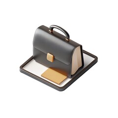 Minimalist 3D Briefcase Icon in Pastel Colors, Smooth Rounded Edges, Clay Style, Isolated on White Background 