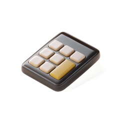  Minimalist 3D Calculator Icon with Pastel Colors, Clay Style, Glossy Buttons, Smooth Edges, Isolated on White Backgroun