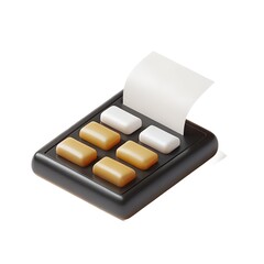  Minimalist 3D Calculator Icon with Pastel Colors, Clay Style, Glossy Buttons, Smooth Edges, Isolated on White Backgroun