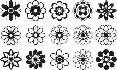 Collection of stylized floral icons perfect for modern design projects and branding elements