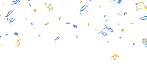 Beautiful blue and gold confetti pattern background with zigzag down for celebration. Festive decoration vector illustration.