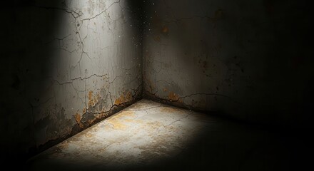 Dark Grungy Room Corner Cracked Walls Peeling Paint Dust