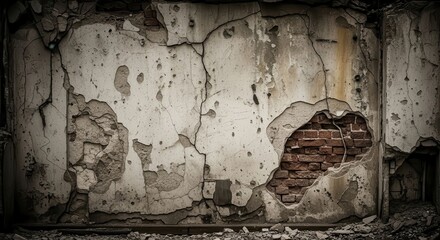 Ruined Wall Exposed Bricks Grunge Texture Background