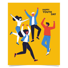 Joyful Youth Jumping, Happy Youth Day Celebration Illustration