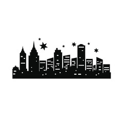 Fototapeta premium Silhouette of a city skyline with stars at night