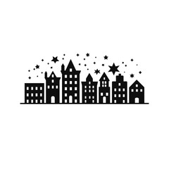 Fototapeta premium Charming silhouette of a cityscape with stars