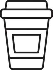 Simple outline icon of a disposable coffee cup with lid