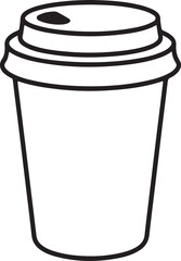 Simple outline drawing of a disposable coffee cup with lid