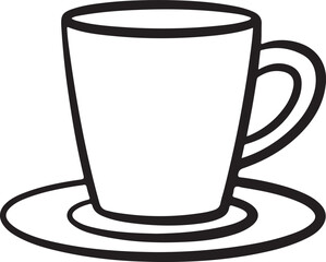 Simple outline drawing of a coffee cup and saucer
