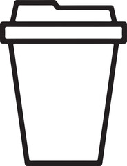 Simple outline icon of a disposable coffee cup with lid
