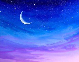 Night sky with crescent moon