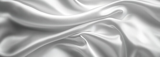Fototapeta premium Smooth white satin fabric with delicate waves creating a soft and elegant texture