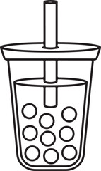 Simple outline drawing of a bubble tea drink with straw
