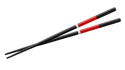 Pair of and Red Chopsticks on Background white band isolated on a transparent background