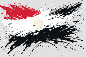 Abstract paint splatter patterns in Egypt national flag colors