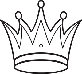crown line art, coloring book page line art drawing, vector and illustration