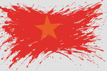 Abstract paint splatter patterns in national Vietnam flag colors